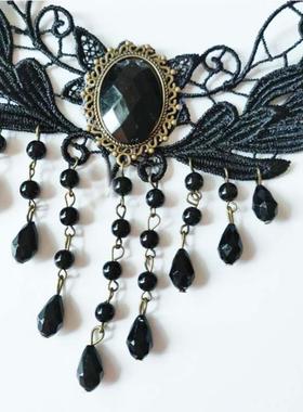 欧美流行外贸款项饰黑蕾丝水晶纯