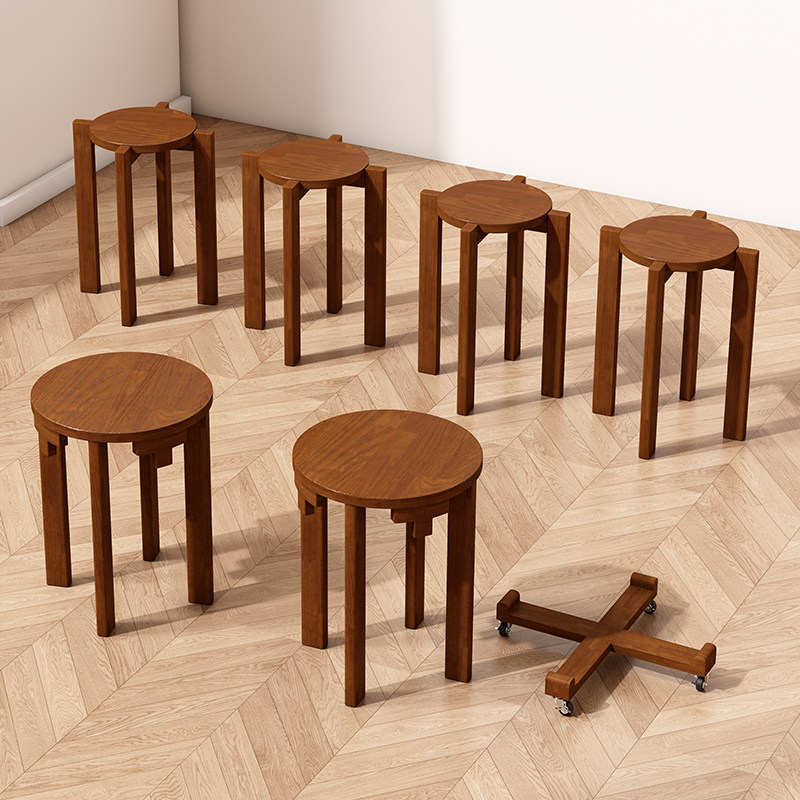 实木叠叠乐圆凳可叠组合放茶几凳家用备用餐桌凳滑轮凳边几矮凳子,淘宝优惠券,粉丝福利购,淘宝优惠卷