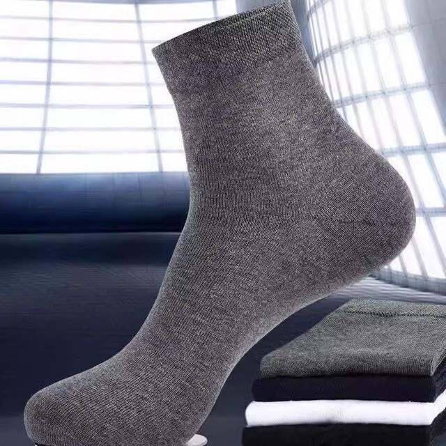 ຖົງຕີນຜູ້ຊາຍກາງ-calf socks spring, summer and autumn solid color antibacterial sweat-absorbent and deodorant autumn socks long socks black thin all-season socks