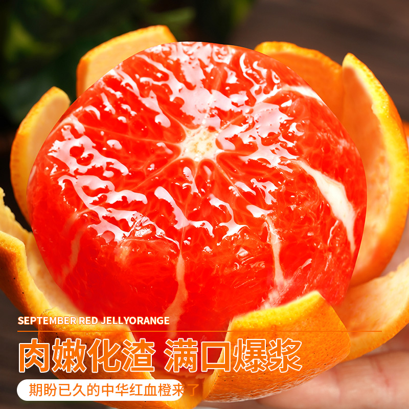 正宗中华红血橙秭归橙子新鲜应季水果手选榨汁香甜橙子大果包邮
