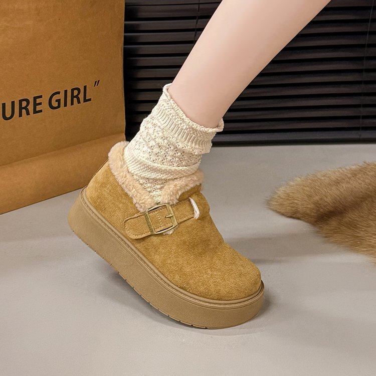 2025冬季新款深口单鞋卡棕平跟圆头中跟(3-5cm)一脚蹬,淘宝优惠券,粉丝福利购,淘宝优惠卷