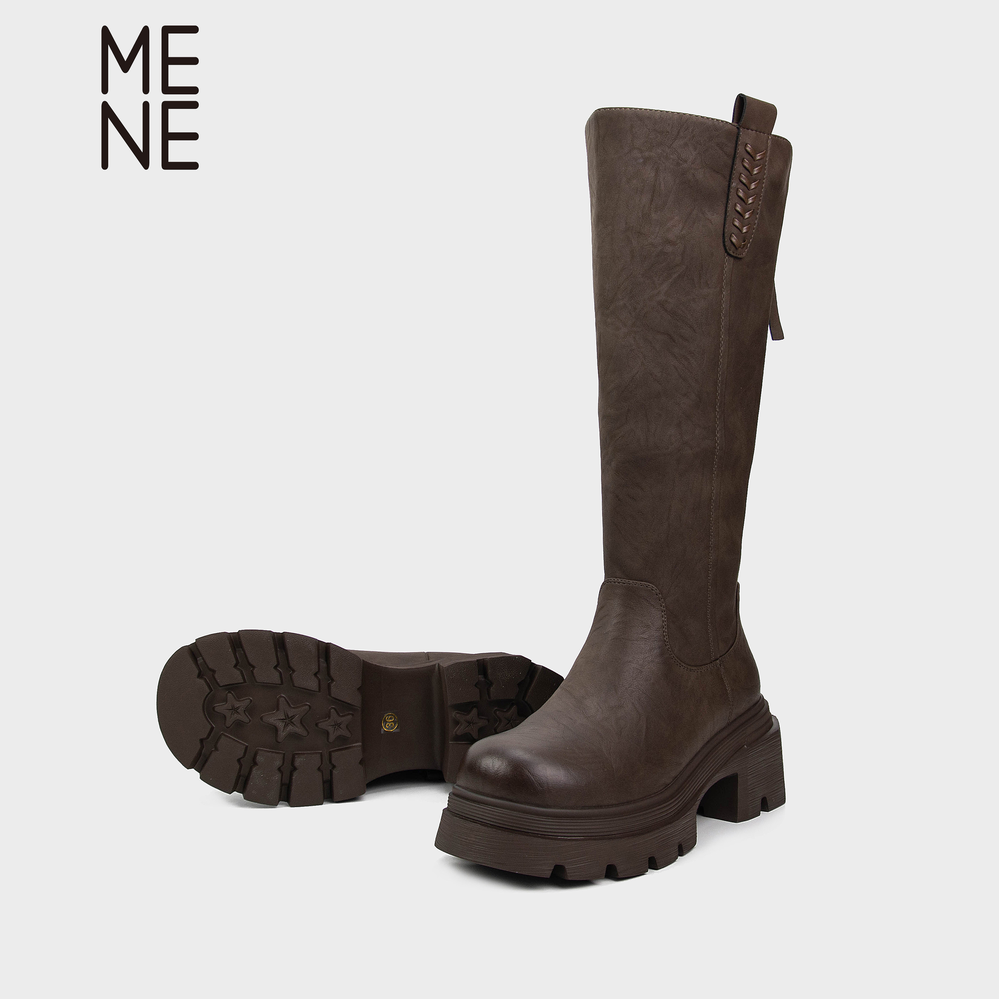 MENE（女鞋）薄绒长筒骑士靴女2025冬季新款厚底显瘦瘦瘦靴高筒靴,淘宝优惠券,粉丝福利购,淘宝优惠卷