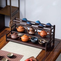 Small Bou Ancient Shelf Desktop Teapot Shelf Tea Cup Shelf Tea Set of Multilayer Tea Room Table Chinese Drain Cup Shelf