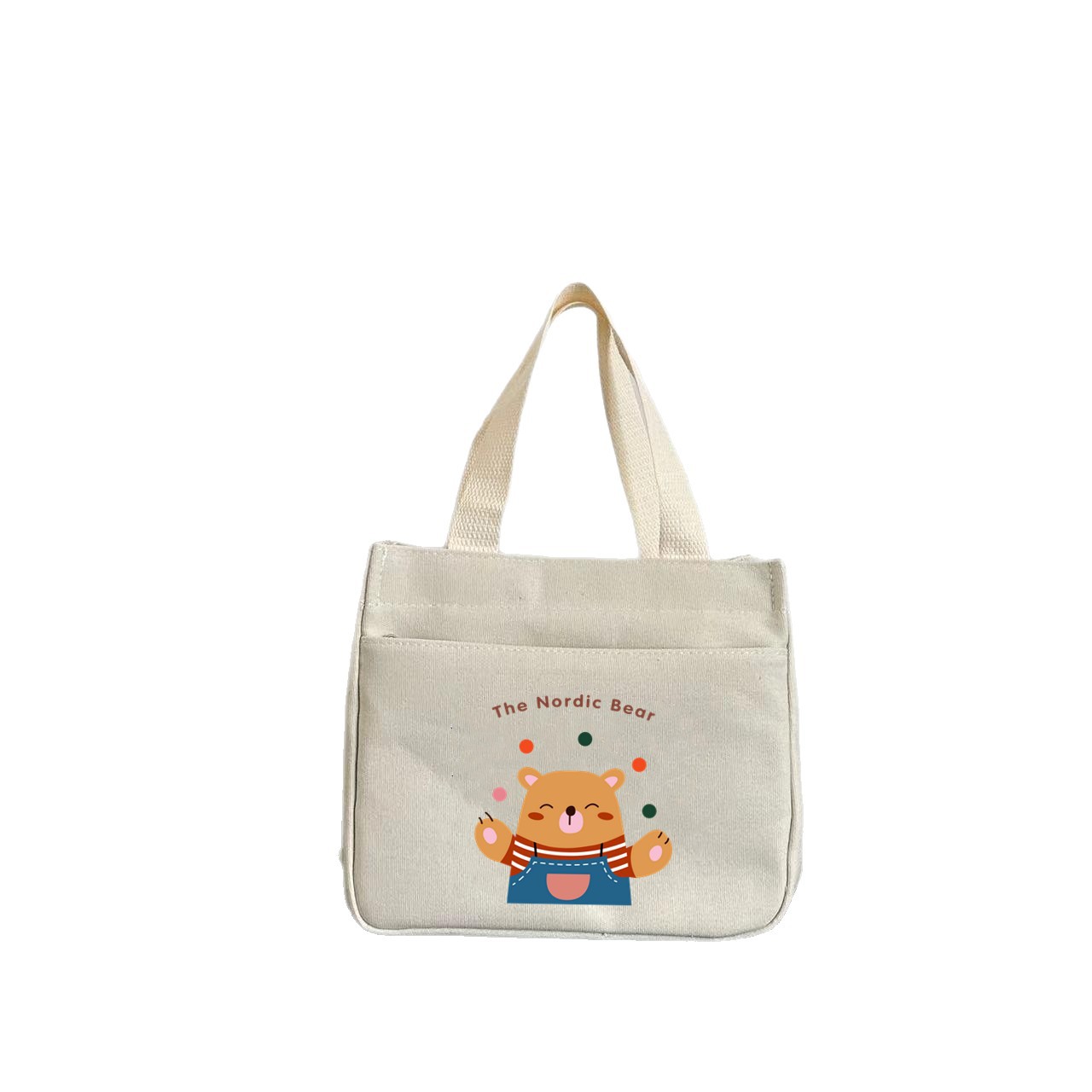 新款帆布手提包小拎包大容量便当袋简约学生上班族百搭饭盒妈咪包 - 图3