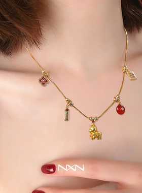 2026马年本命年小马diy吊坠项链女轻奢高级感小众马上有钱锁骨链