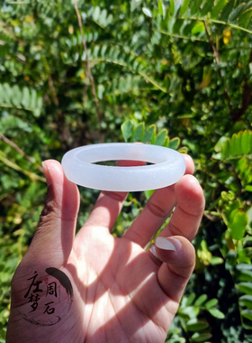 庄周梦石 天青冻冰袋高光天然玉石手镯精品百搭民族风女神款玉镯