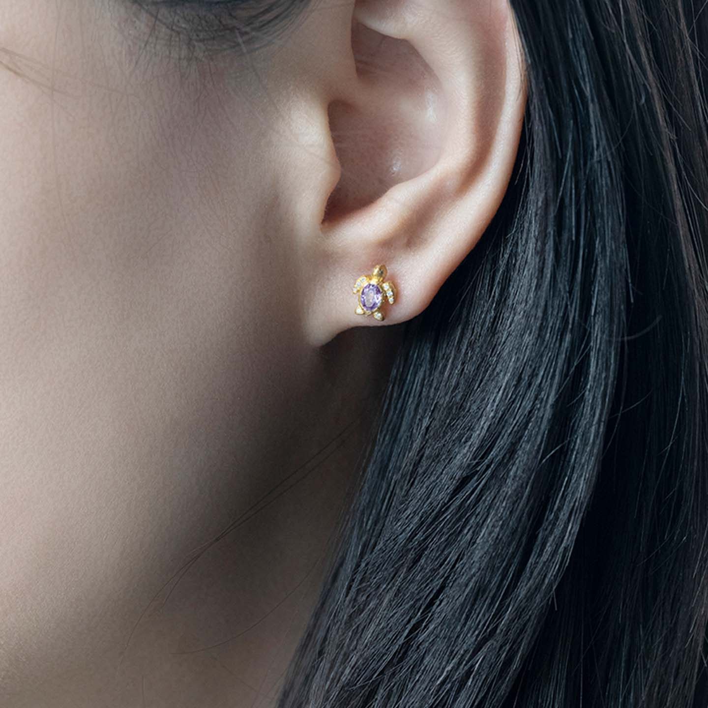 JCJ时装珠宝小世界系列18K金钻石紫色蓝宝石海龟耳钉耳饰,淘宝优惠券,粉丝福利购,淘宝优惠卷