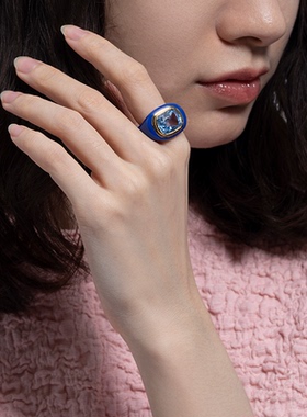 jcj时装珠宝仿海蓝宝石戒指