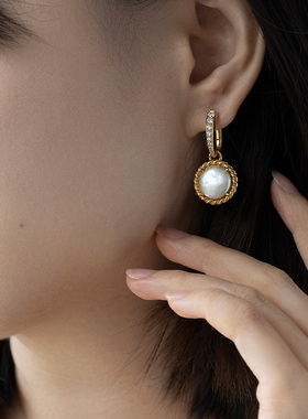 JCJ时装珠宝HighJewelPlay系列925银米白珍珠扭绳边项链耳环耳饰