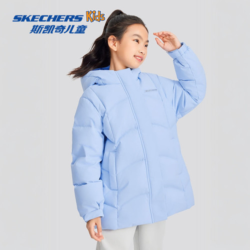 斯凯奇outlets儿童梭织白鸭绒羽绒服冬季新款女童保暖外套 - 图1