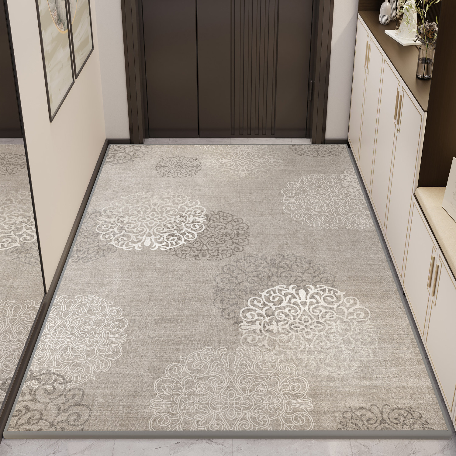 地垫入户门垫新中式家用门口脚垫高级灰喜庆进户门地毯玄关垫耐脏,淘宝优惠券,粉丝福利购,淘宝优惠卷