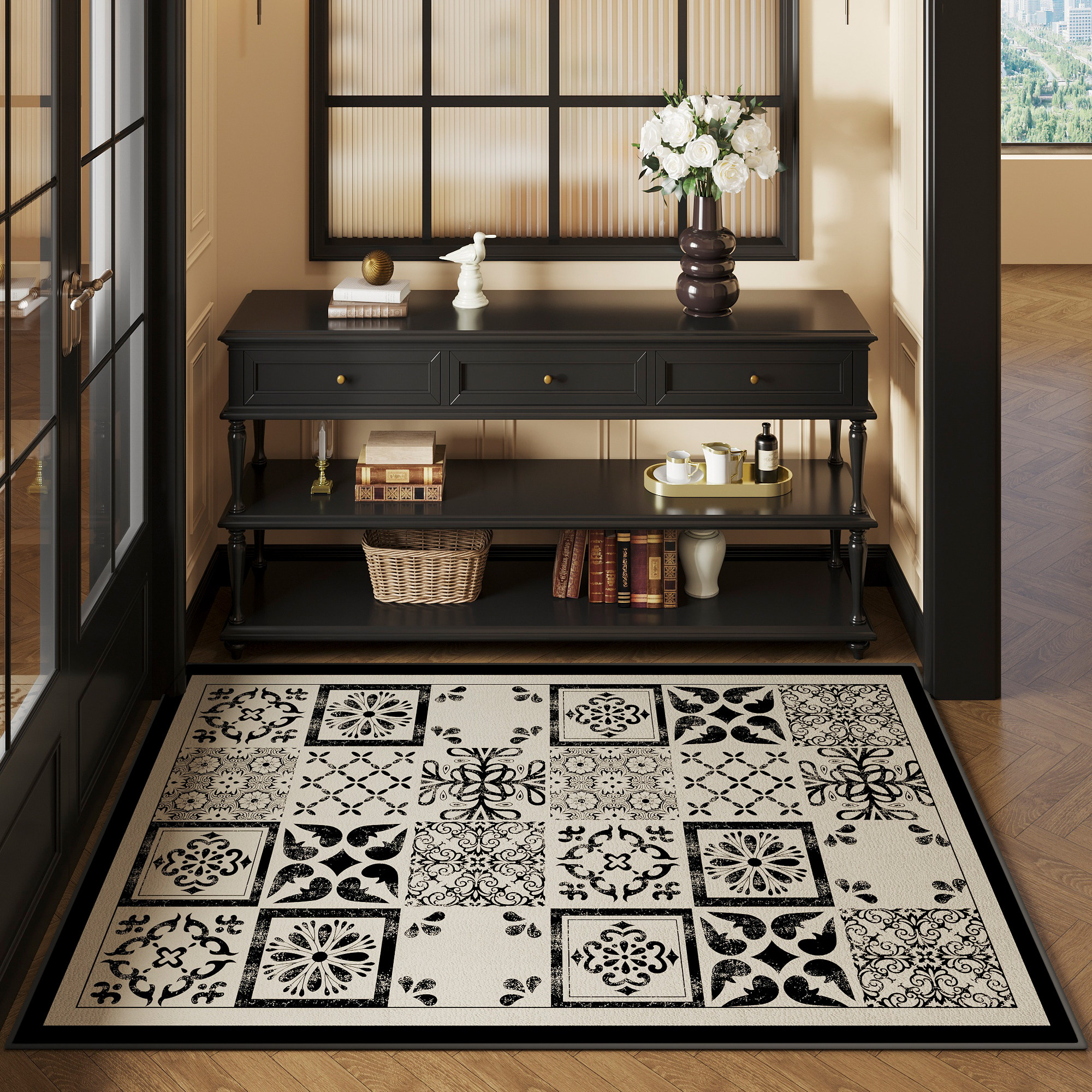 地垫入户门垫中古风可裁剪玄关大门口进门脚垫高级感免洗耐脏地毯,淘宝优惠券,粉丝福利购,淘宝优惠卷