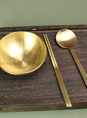加厚纯铜金饭碗三件套装实心黄铜