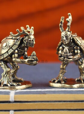 实心黄铜人面乌龟摆件创意装饰品