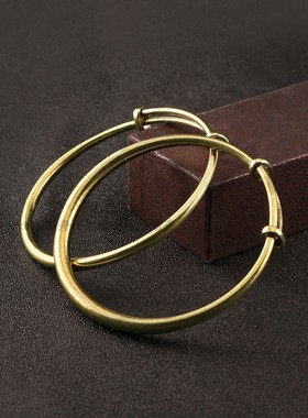 纯黄铜古风光面古风手镯汉服配饰