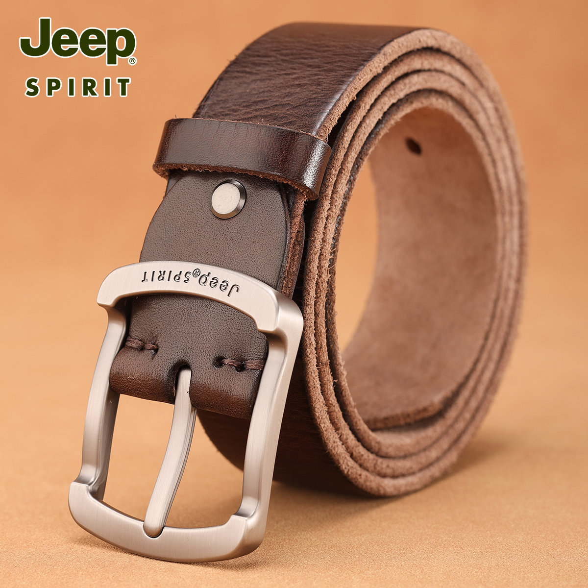 jeep纯牛皮男复古休闲手工牛皮腰带 JEEPSPIRIT汇玺悦腰带/皮带/腰链