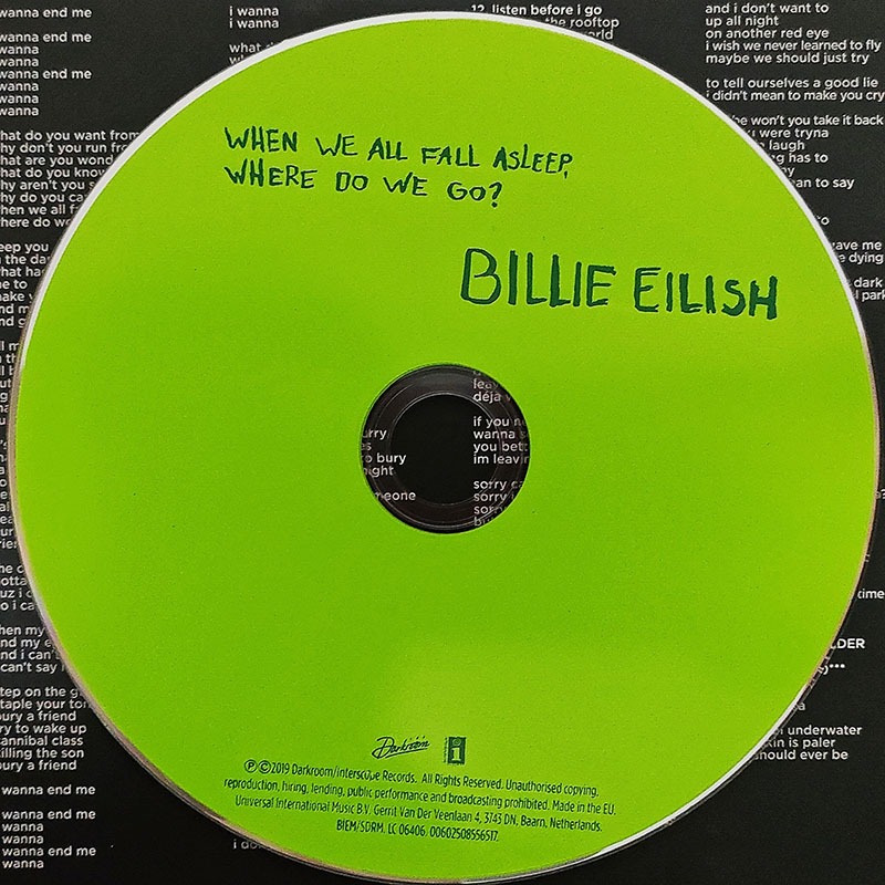 原装正版碧梨专辑 Billie Eilish When we all fall asleep CD-图0