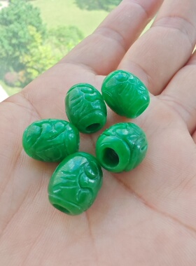 路路通雕花桶珠DIY配件小挂件翡翠干青项链珠转运珠批发价漂亮