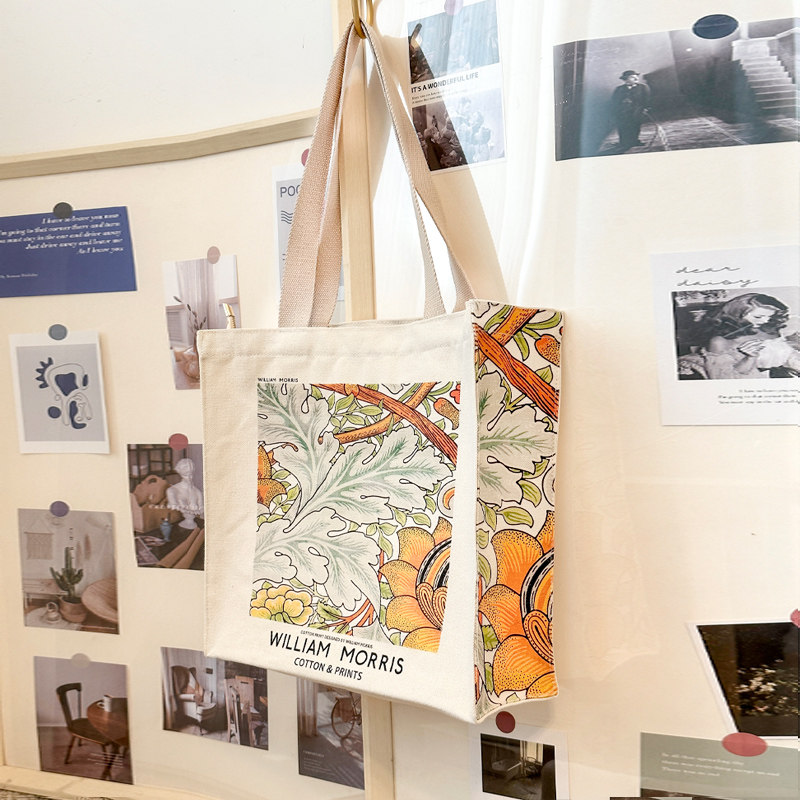 威廉莫里斯文艺帆布包女大容量托特包高级感学生上课单肩通勤包,淘宝优惠券,粉丝福利购,淘宝优惠卷