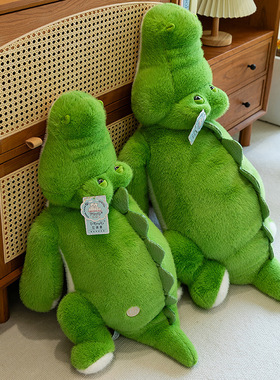 卡通趴款绿色鳄鱼毛绒玩具男孩睡觉抱枕床头靠枕家居摆件礼物批发