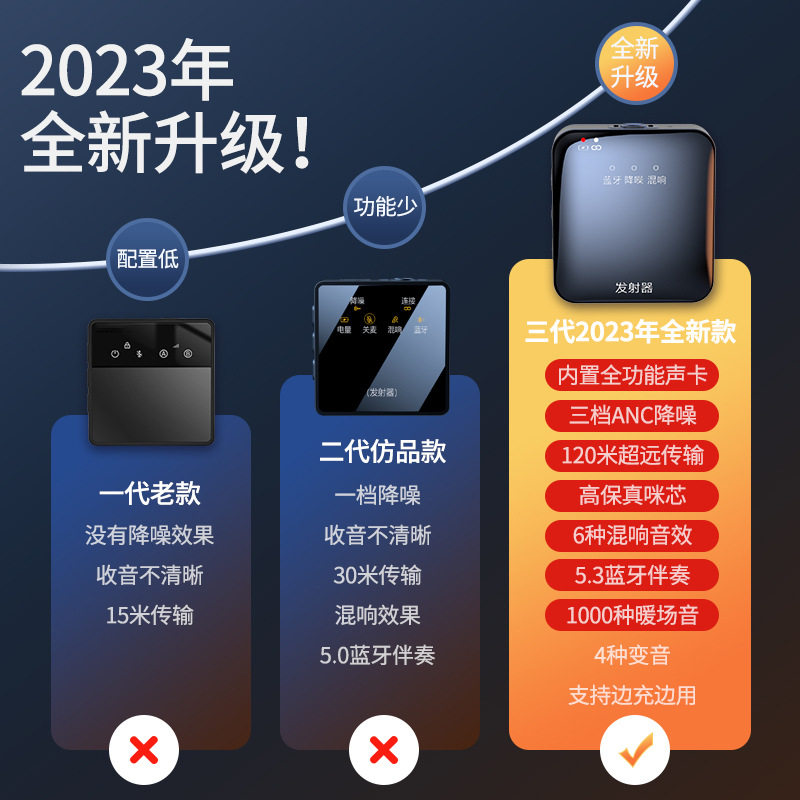 无线声卡麦克风 领夹式手机电脑相机直播唱歌降噪收音麦视频录音