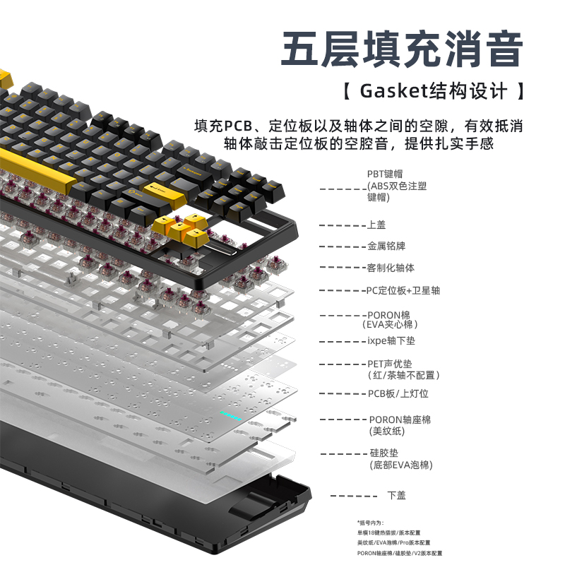 魔咖 3087机械键盘三模无线2.4g蓝牙gasket结构pbt键帽游戏热插拔 - 图3