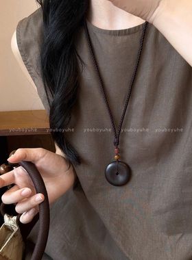 天然实木平安扣吊坠中式禅意挂饰