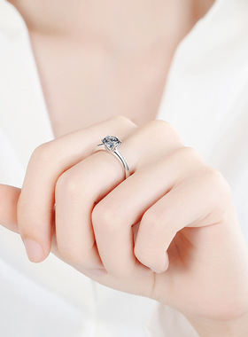 钻石戒指女莫桑石一克拉活口