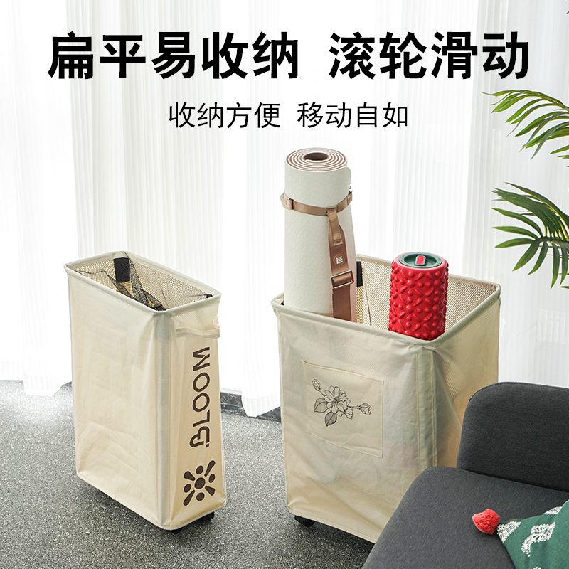 瑜伽垫收纳筐带轮滚轮家用工具健身整理神器角落置物架子客厅大号 - 图3