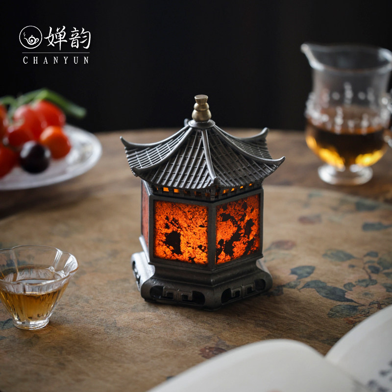 婵韵古篱岩石灯六方宫灯烛台香炉宝塔摆件氛围灯复古茶桌摆件配件,淘宝优惠券,粉丝福利购,淘宝优惠卷