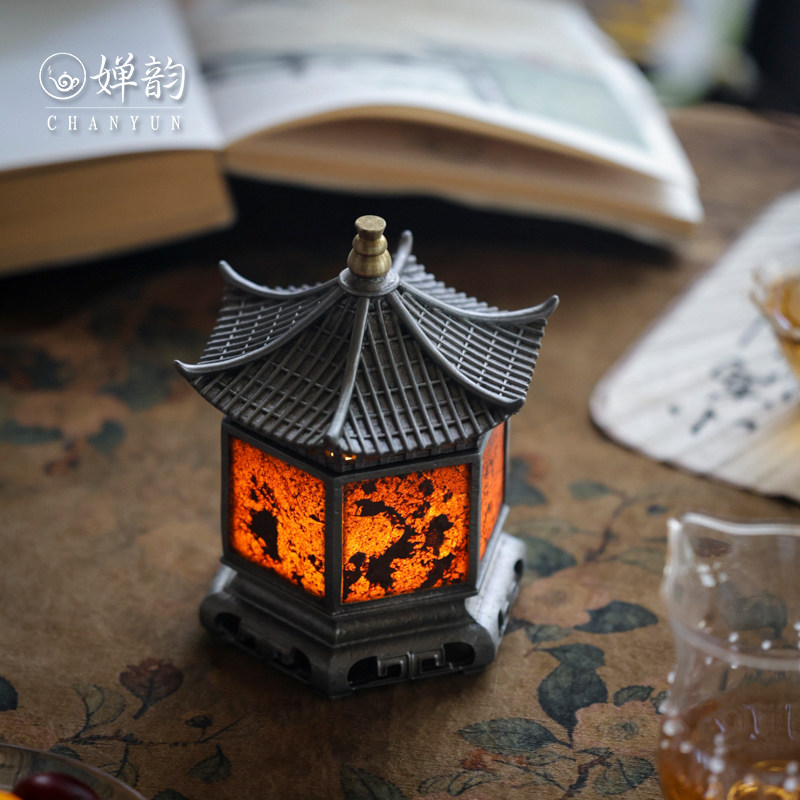 婵韵古篱岩石灯六方宫灯烛台香炉宝塔摆件氛围灯复古茶桌摆件配件,淘宝优惠券,粉丝福利购,淘宝优惠卷