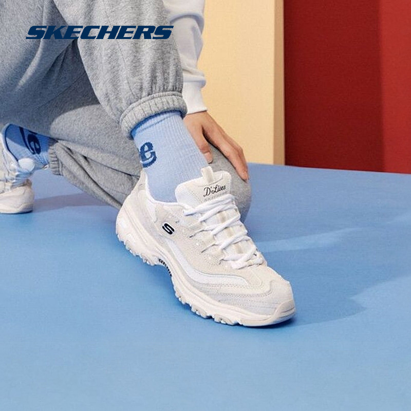 斯凯奇skechers官方outlets女子时尚绑带运动鞋子网布透气老爹鞋