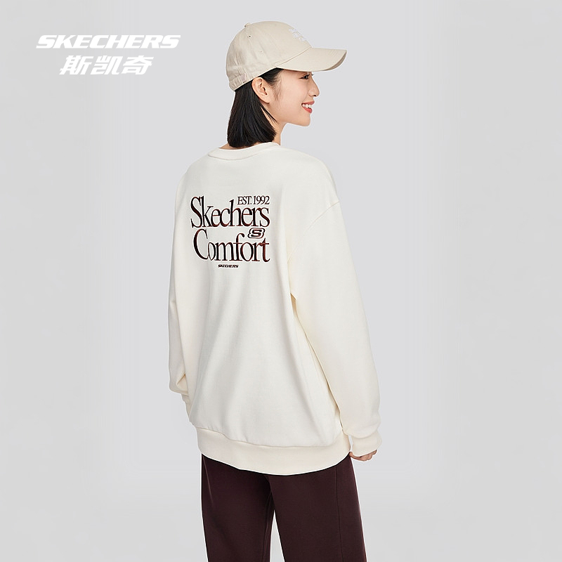 Skechers斯凯奇2025新品男女同款针织套头卫衣松弛感落肩刺绣logo