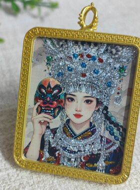 新款彩金扎基拉姆前世今生西藏藏族手绘描金女士项链吊坠送绳高档