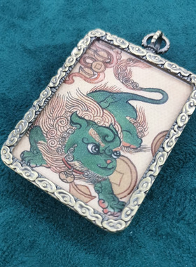 西藏黑金唐卡大黑天网红同款坛城随身小唐卡吊坠男女挂饰吊坠带绳