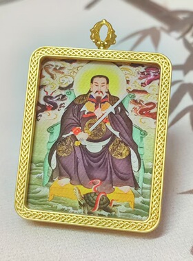 新款道家唐卡吊坠项链张天师赵公明钟馗妈祖送绳子嘎乌盒潮非手绘