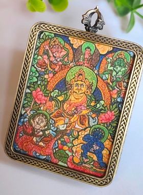 新款铜色五路财神唐卡吊坠西藏民族风男女同款装饰品挂件潮非手绘