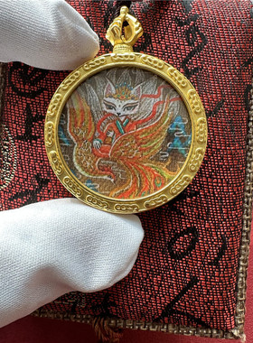 东北胡家随身圆形金牌小唐卡高档装饰品工艺品美女毛衣链吊坠项链