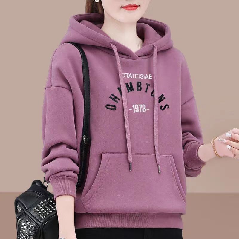 特价版淘宝断码品牌女装限时秒杀2022春秋新款ins韩版加绒连帽印 - 图0