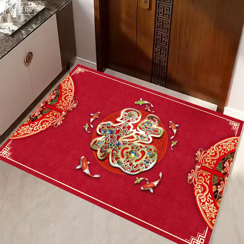 Ping'an red Chinese style non-slip and dirt-resistant entrance door mat