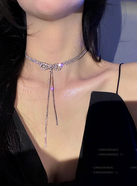 蝴蝶项链女生轻奢锁骨链法式颈链