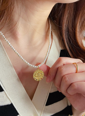 白百何同款天然淡水珍珠锁骨链女