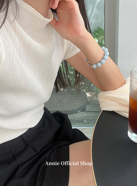 小众设计感天然石无优化海蓝宝手链简约百搭高级感不撞款手串手饰
