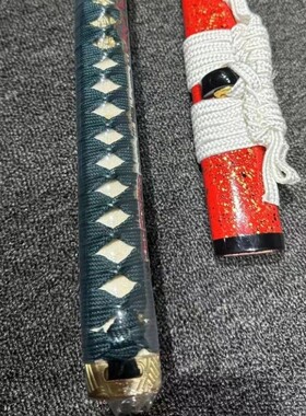 淬火刀剑三枚合夹钢纯铜套装鱼皮柄手工锻打一体日式指挥刀未开刃