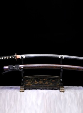 锻打刀剑t10钢皆烧日本剑虎斑纹手工锻打硬剑防身冷兵器未开刃