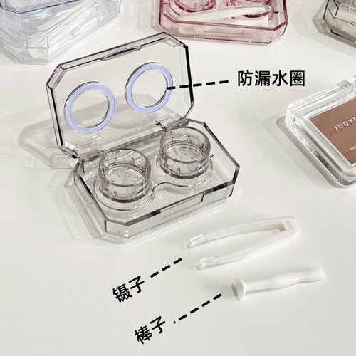 高级防漏隐形眼镜盒小巧便携少女心无需拧盖高透镜片盒一体式伴侣 - 图2
