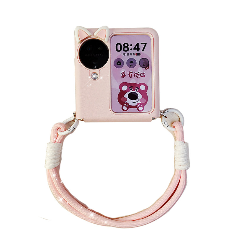 适用于oppofindn3flip手机壳新款findn3flip全包pocket2防摔中轴全包OPPO折叠屏保护套p50pocket手提粉色猫耳,淘宝优惠券,粉丝福利购,淘宝优惠卷