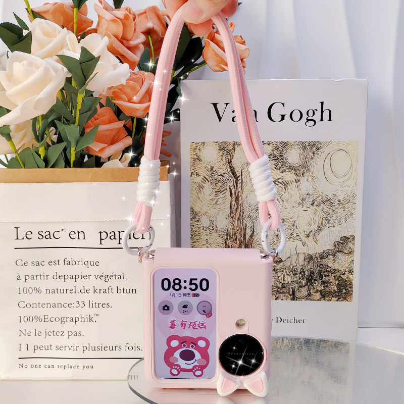 适用于oppofindn3flip手机壳新款findn3flip全包pocket2防摔中轴全包OPPO折叠屏保护套p50pocket手提粉色猫耳,淘宝优惠券,粉丝福利购,淘宝优惠卷