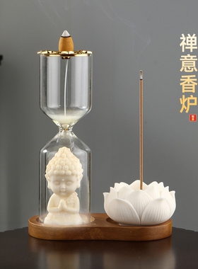 实木二合一玻璃倒挂香插倒流香炉