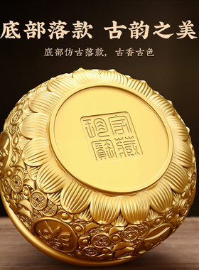 黄铜香炉家用上香室内檀香焚香炉供奉炉烧香炉展示柜聚宝盆摆件